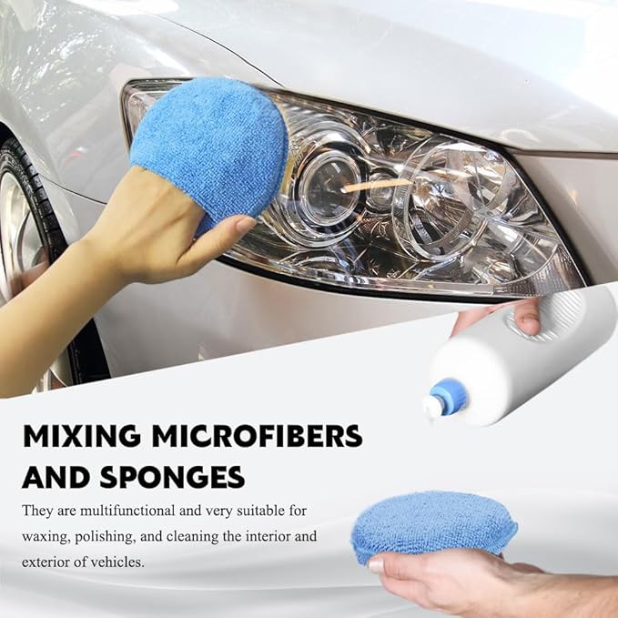 10PCS Wax Applicator Pads, Polishing Pad, 5" Diameter Soft Microfiber Polishing Care Foam Sponge with Finger Pocket, Car Buffing & Detail Foam Wax Applicator Sponge for Car Cleaning (Blue)