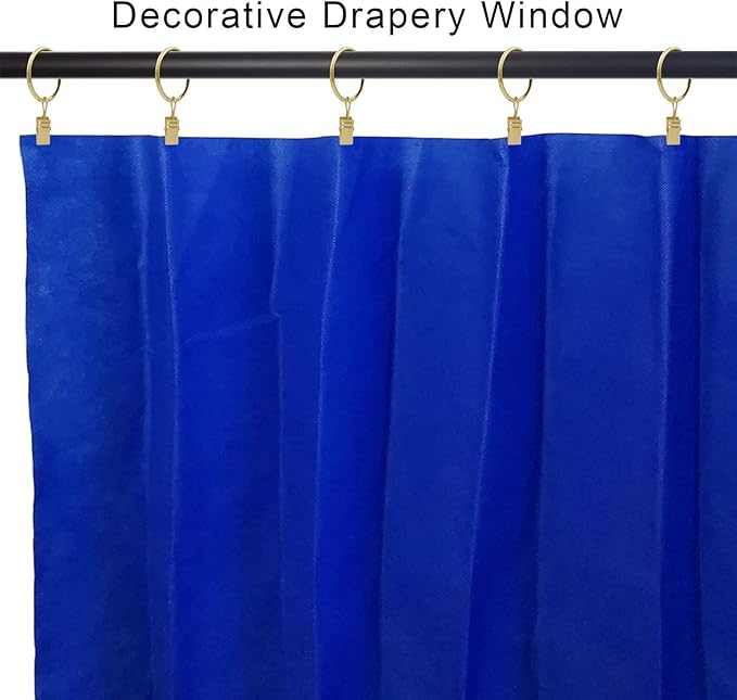40 Pack Curtain Rings with Clips, Drapery Clips with Rings, Drapes Rings 1.26 in Interior Diameter, Fits up to 1 in Curtain Rod, Gold Color