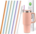 AIERSA 6 Pack Pastel Colors Straw for 40oz Stanley Cup with Handle,Reusable Silicone Straws Compatible Stanley 20 30 40oz Tumbler,Long Straw with Cleaning Brush for Stanley Cup Accessories
