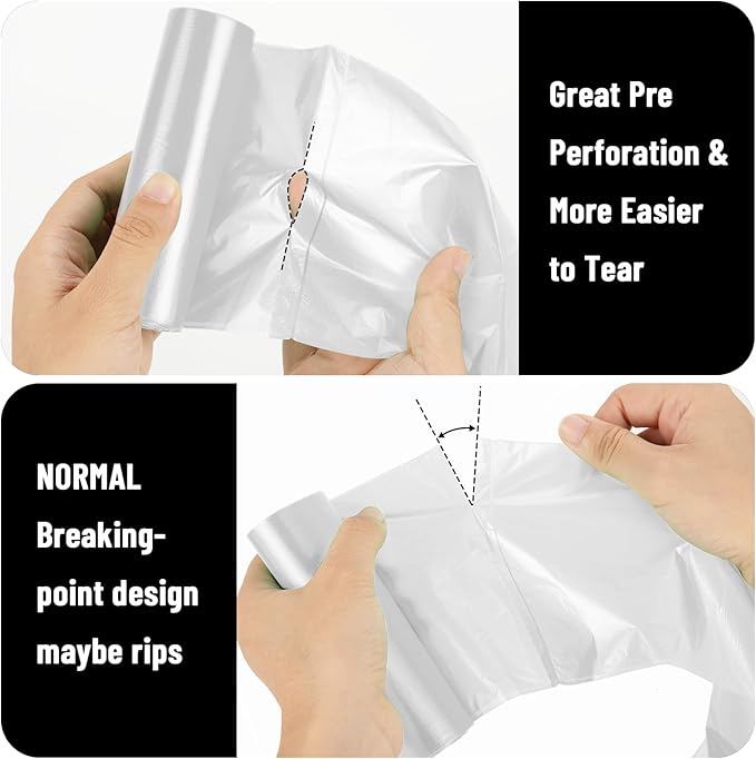 220Counts Small Trash Bags 2.6-4 Gallon, Flexible & Durable Small Garbage Bags, Unscented & Easy Tearing 2.6 Gallon Trash Bag for Kitchen, Bathroom, Bedroom, Office, Transparent