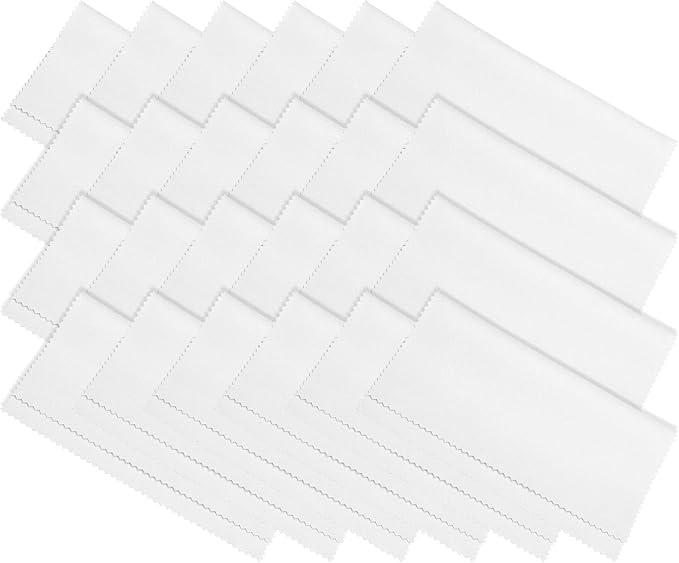 PATIKIL Eyeglass Microfiber Cleaning Cloth 7"x6", 24 Pack Glasses Cleaning Cloth Soft Suede Wipe Screen Cloth for Camera Lens Eyeglasses Screens in Individual Vinyl Pouch, White