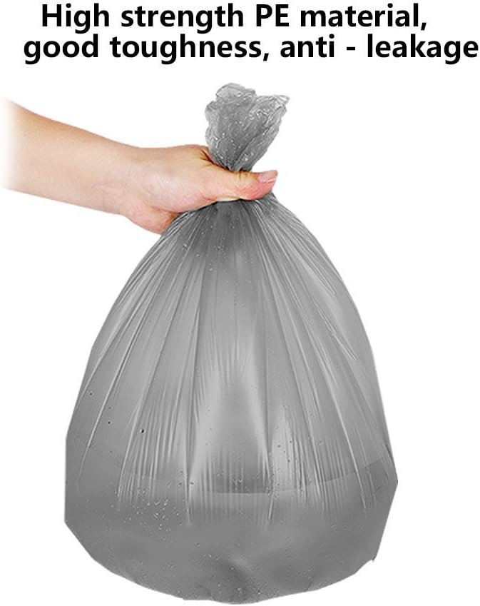 5 Rolls Small Trash Garbage Bags, 4 Gallon Strong Thin Material Disposable Kitchen Garbage Bags, Durable Plastic Trash Bags for Office Home Bedroom Garden Waste Bin, 100 Counts (Silver)