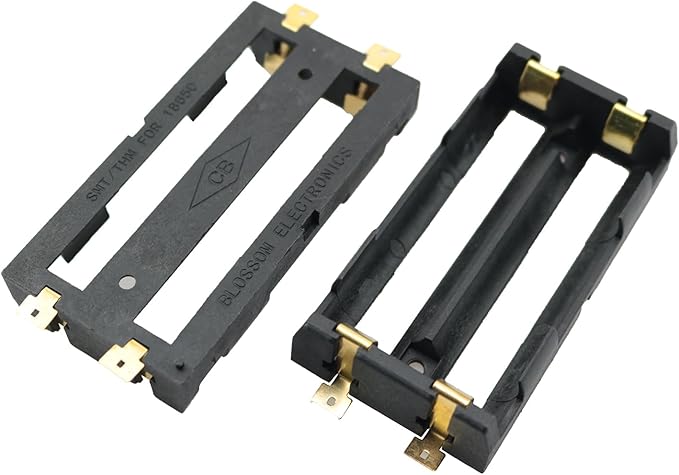 2PCS 18650 SMD Battery Box SMT Battery Holder Battery Box Holder Battery Storage Box Double Cell Battery Box 2 Cell Black