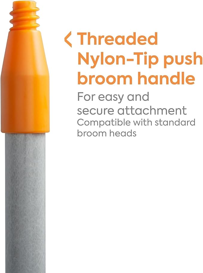 Professional 60" Fiberglass Push Broom Handle, Threaded Nylon Tip