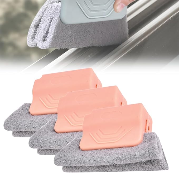 3PCS Magic Window Track Cleaner, 2026 New Window Cleaning Brush Window Groove Cleaning Brush Tools, Window Track Cleaning Tools for Home lides Gaps, Sliding Door Track, Tile Lines Shutter (Pink)