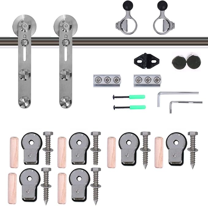 TSMST 9FT Sliding Barn Door Hardware Kit, Stainless Steel Heavy Duty Sturdy Barn Door Track for Single Wood Door, Slide Smoothly Quietly (I Style)