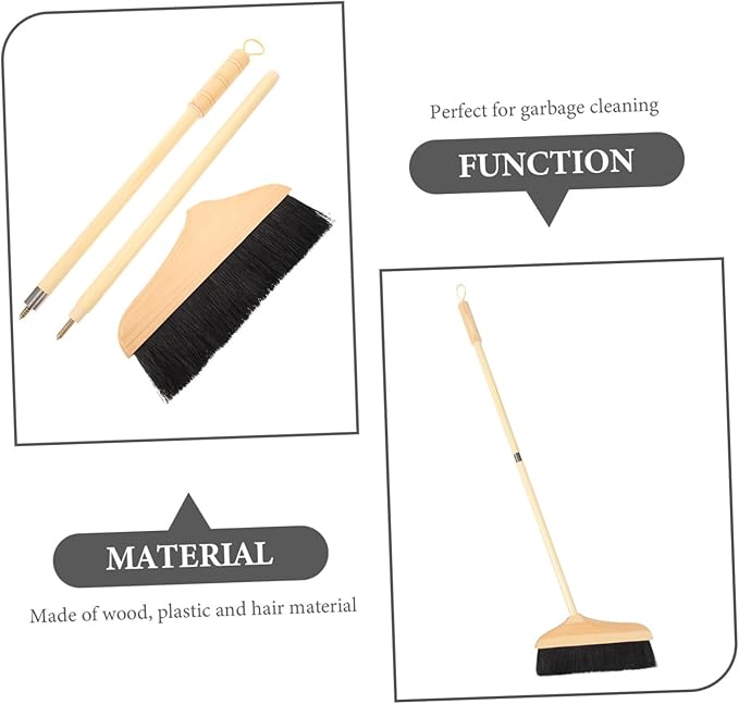 minkissy Indoor Floor Broom Soft Bristle Push Broom Heavy Duty for Carpet Sweeping