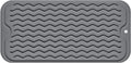 Silicone Dish Drying Mat, Non-Slip Easy Clean Sink Mat Large Heat-resistant Dish Drainer Mat for Kitchen Counter, Sink, Refrigerator or Drawer liner (12" x 6", GREY)