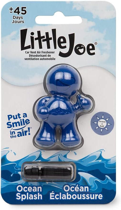 Little Joe 96403 Ocean Splash Scent Car Air Freshener Vent Clip, Fights Odors for up to 45 Days, Long-Lasting Freshness, Cute Car Odor Eliminator, Pack of 1