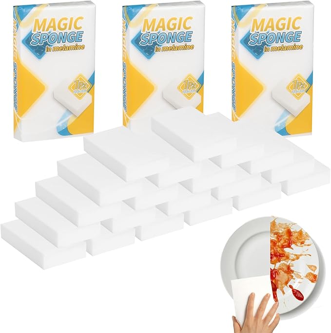 Magic Sponge Eraser Multi-Functional Melamine Sponge Foam Pads Extra Thick Kitchen Dish Sponges Household Cleaning for Kitchen Bathtub Shoes 20 Pack