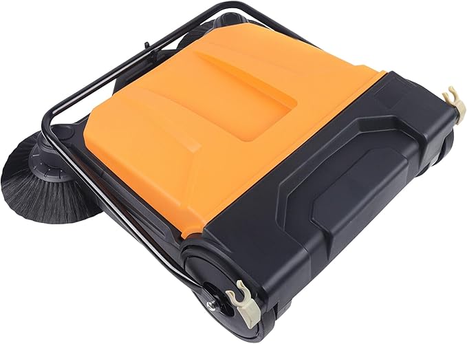 26Inch Walk-Behind Hand Push Floor Sweeper, Floor Sweeper Manual, 15L Portable Sweeping Machine with Cleaning Area 2720㎡/H, Angle & Height Adjustable Folding Handle for Walkway, Yard, Garage,Airports