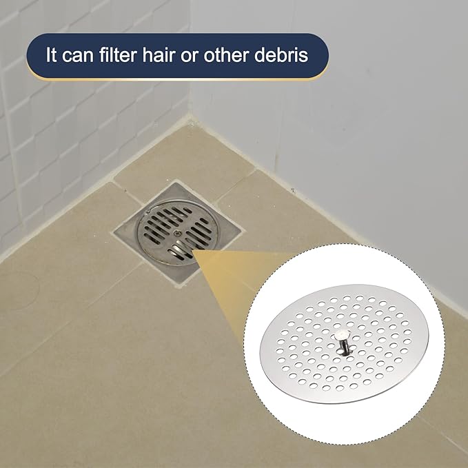 uxcell Shower Drain Hair Catcher, 3.9 inch Stainless Steel Round Floor Drain Cover Anti-Clogging Protection Cover Replacement for Furniture Repair Bathroom Kitchen