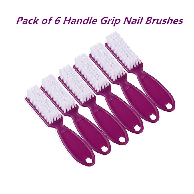 6Pcs Nail Brush for Cleaning Fingernails, Handle Grip Cleaning Brush for Nail and Toenail, Nail Dust Brush Manicure Pedicure Tools Scrubbing Brush Women Men Home Salon(Purple)