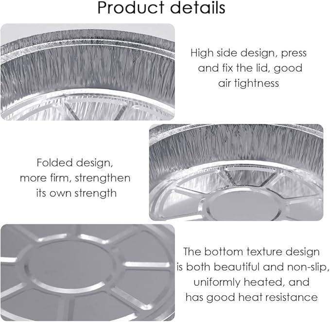 Non-Stick Round Disposable Air Fryer Aluminum Foil Liners 50PCS, Oil-Proof Aluminum Foil Tin Box Also for Steamer Basket Instant Pot Oven & Grill (8 Inch)