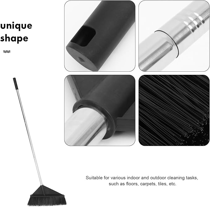 Veemoon Heavy Duty Stiff Bristle Outdoor Broom with Long Handle, Wide Push Broom for Yard, Garden, Warehouse Cleaning, Sturdy Household Sweeping Tool for Home and Office Use