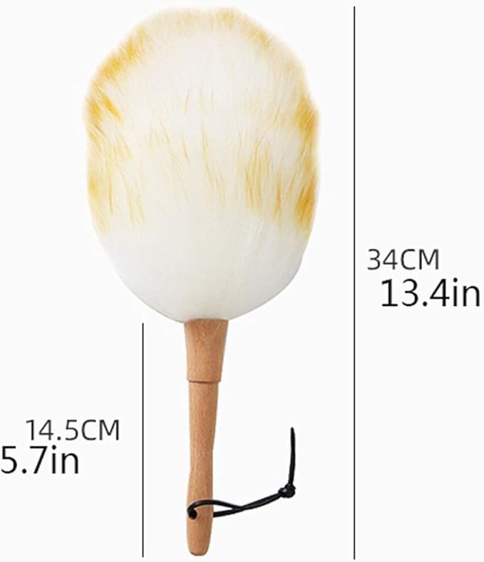 Feather Duster, 13.4-Inch Lambswool Duster, Pure Lambs Wool with Wood Handle