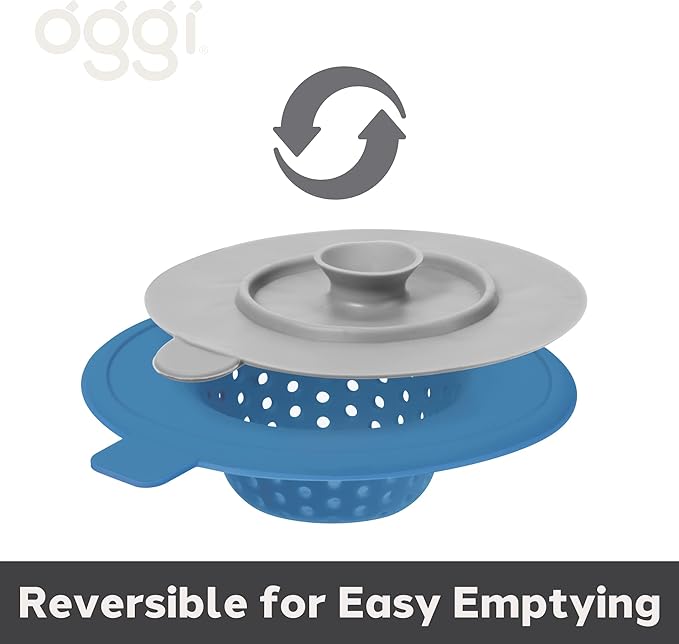 OGGI Silicone Sink Strainer & Stopper Set- Great Kitchen Sink Strainer, Silicone Drain Stopper, Sink Drain Strainer, Sink Plug 4.6˝ Diameter Rim, Turquoise (Pack of 2)
