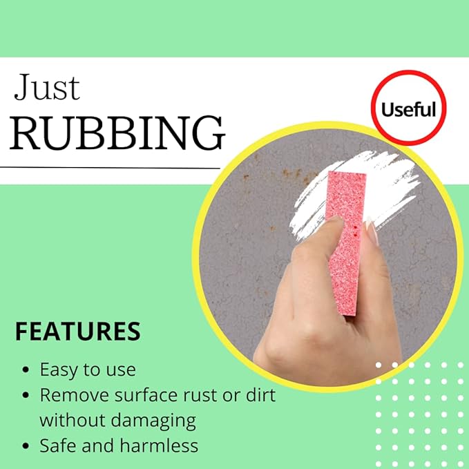 Rust Eraser for Knives Kitchen Stoves Wood Finish and Bicycles Multi Purpouse Cleaning Rubber Eraser Remover Dirt Stains (Extra coarse) Made in Japan, Set of 2