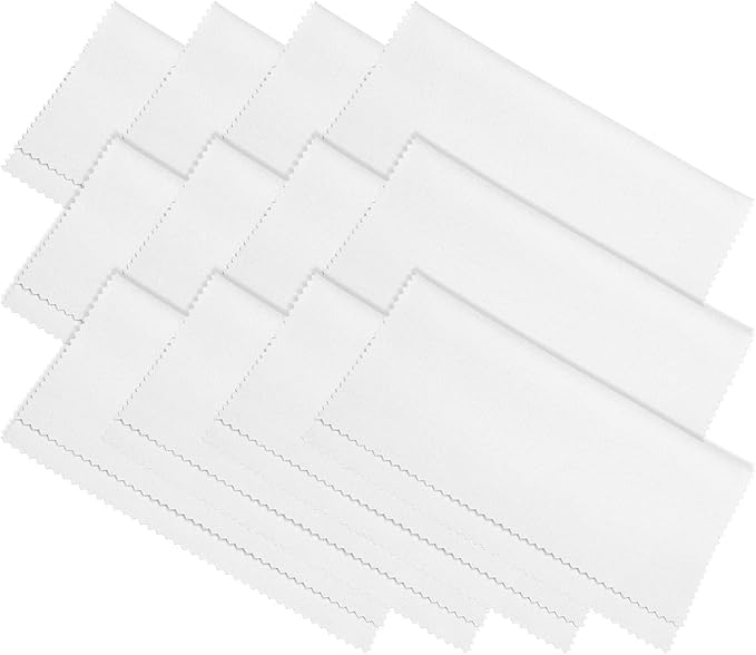 PATIKIL Eyeglass Microfiber Cleaning Cloth 7"x6", 12 Pack Glasses Cleaning Cloth Soft Suede Wipe Screen Cloth for Camera Lens Eyeglasses Screens in Individual Vinyl Pouch, White