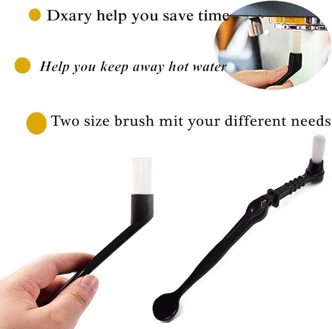 Coffee Machine Cleaning Brush Set - 4 Piece Set Including Wooden and Nylon Brushes for Grinders and Group Heads