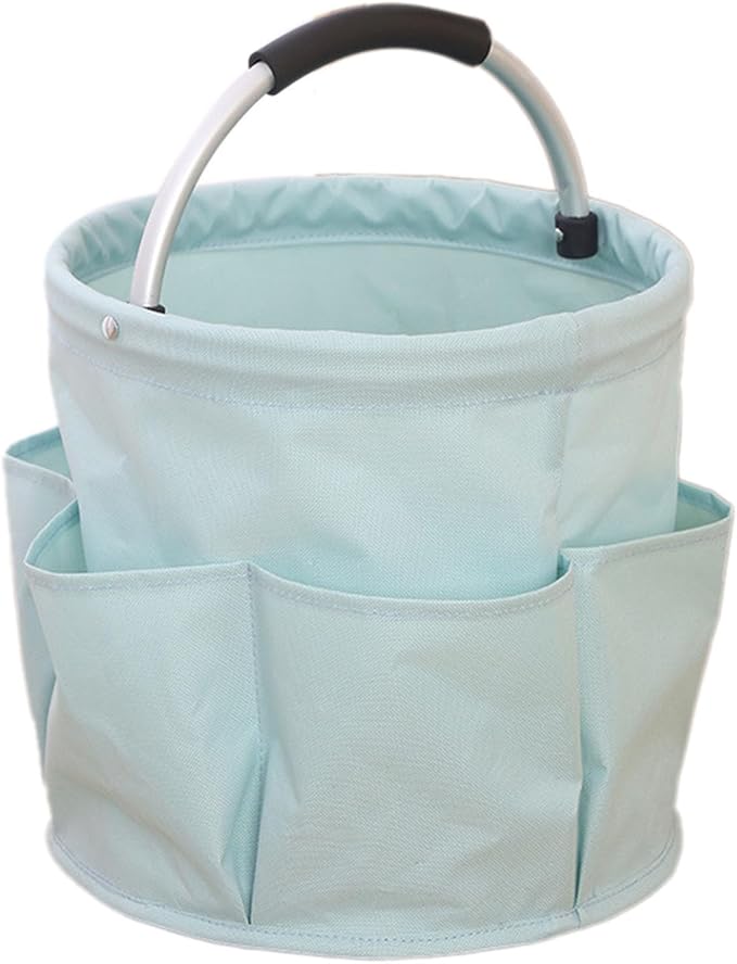 Professional Cleaning Caddy Organizer - 11" Wearable Cleaning Supply Bag with Adjustable Shoulder Strap & Handle - Housekeeper Essentials Organizer for Detailing Tools & Supplies (Sky Blue)