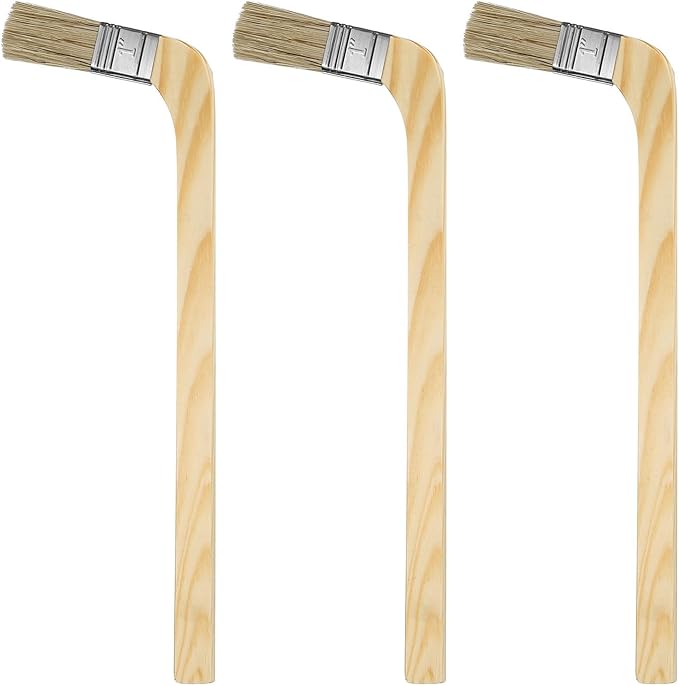 HARFINGTON Paint Brush 3Pcs 1" Brush Width Reusable Variety Angled Bend Brushes Radiator Paint Brush for All Latex Oil Painting Furniture Walls Treatment, Brown