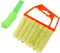 Operitacx Handheld Blinds Cleaning Brush 2pcs Set 7-Finger and 3-Finger Window Shutter Brush for Air Conditioner and Venetian Blinds Cleaning Orange and Green for Dust and Dirt Removal