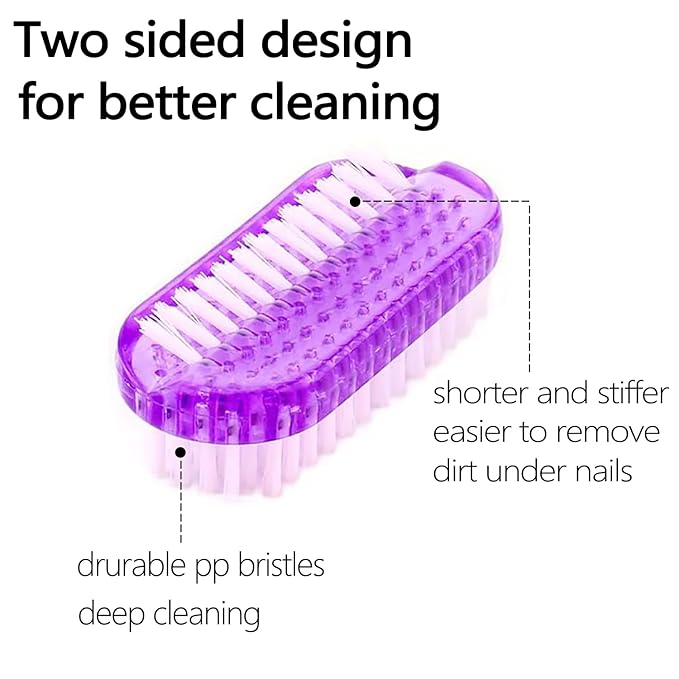 Nail Brush Two Sided Hand Fingernail Scrub Brushes Soft Stiff Bristles Scrubber Nails Toes Cleaning Brush for Men Women Kids 4 PCS