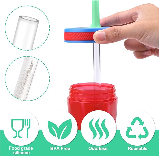 XANGNIER Replacement Straws and Bite Valve Compatible with Zak Designs Kelso 15 oz Tumbler Water Bottle,4 Pcs Silicone Straws with Cleaning Brush for Zak Designs Kelso 12 oz Cups,Dark Green