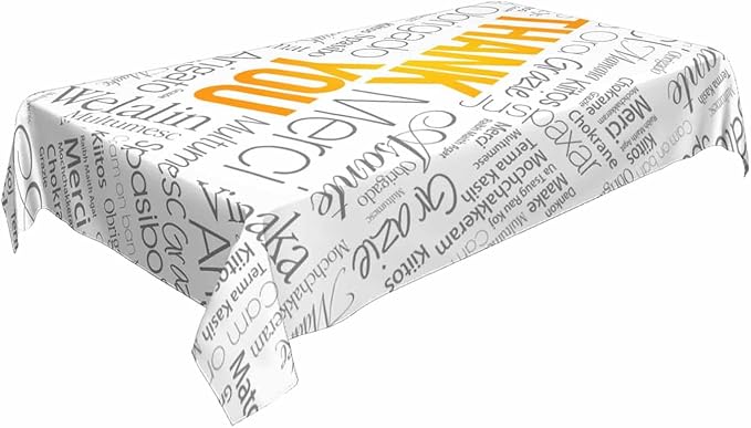 Thank You Tablecloths for Rectangle Tables Thank You Word Cloud in Different Languages 52x70 Table Cloth for Wedding Party Banquet,Dining Kitchen Table Cover