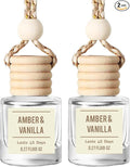 Amber & Vanilla Hanging Car Air Freshener – Long Lasting Essential Oil Diffuser for Car, Closet, Bathroom – 2-Pack Natural Scent Deodorizer