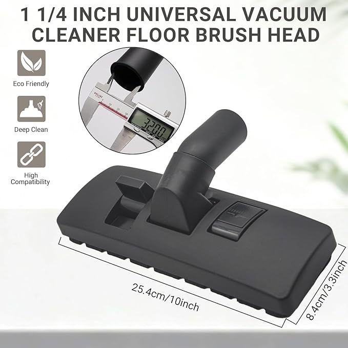 EZ SPARES 1 1/4 inch 32mm Universal Vacuum Cleaner Euro Floor Brush Head Brush Attachment for Floor and Carpet Combo Tool (Black)