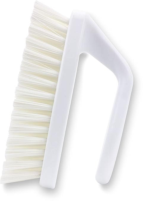 SPARTA Scrub Brush with Iron Shaped Handle and Stiff Bristles, Heavy Duty Scrubber Brush for Kitchen, Bathroom, Shower, Tile, Sink, Carpet and Bakepans, Polypropylene, 6 Inches, White