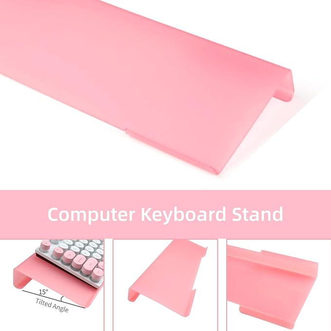 Ergonomic Cloud Gel Wrist Rest&Computer Keyboard Stand, Massage Wrist Rest Support for Keyboard Set, Easy Typing Working Acrylic Clear Stand for Office Home