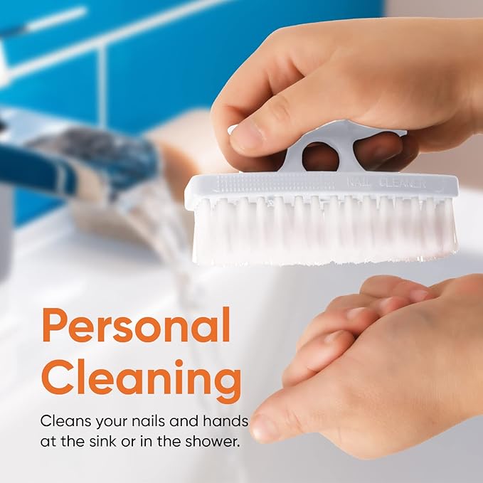 Superio Nail Brush for Cleaning Fingernails, Nail Scrubber Brush, Toe Foot Hands Fingernail Brush Cleaner- Small Scrub Brush- All-Purpose Stiff Cleaning Brush for Home, Kitchen, Work, (6, White)