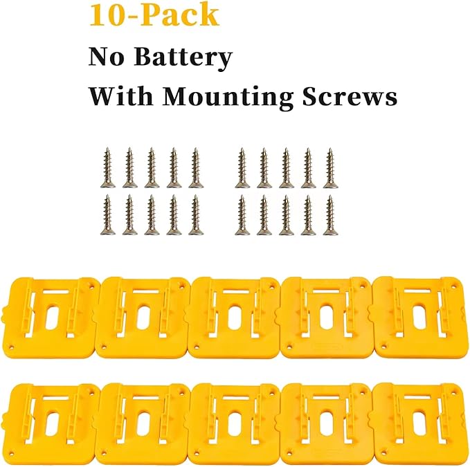 Battery Mount Holder Compatible for Dewalt 20V 60V Battery Dock Holder Fit for DCB200 DCB203 DCB206 Batteries- 10 Pack