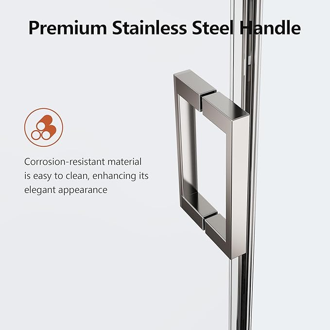 56-60" W x 74" H Frameless Shower Doors, Bathroom Single Sliding Shower Glass Doors with 5/16" (8mm) Clear SGCC Tempered Glass and Stainless Steel Handle, Reversible Installation, Chrome