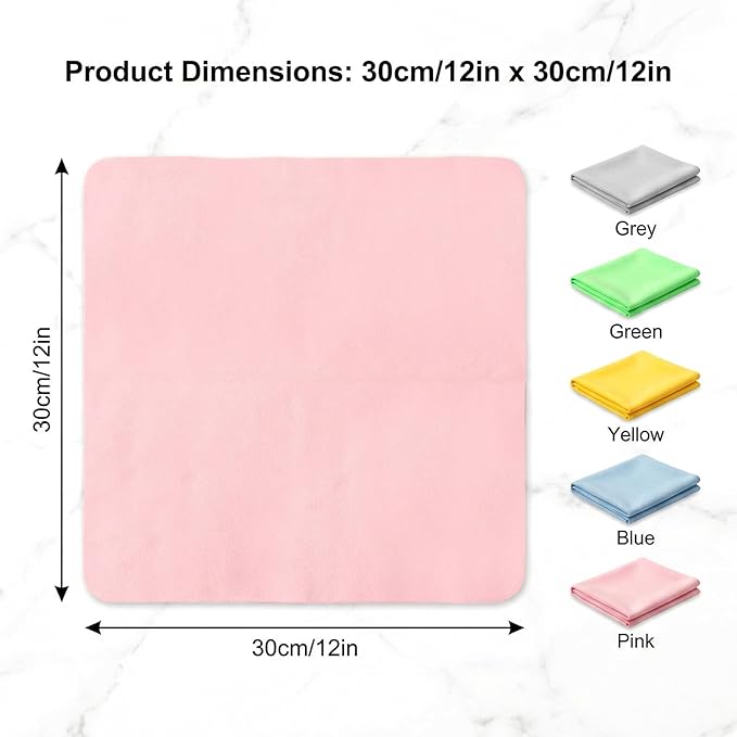 5PCS Extra Large Glasses Cleaning Cloths, Eyeglass Cleaning Cloth for Cleaning-Eyeglasses, Cell Phones, Screens, Lenses, Electronics and All Delicate Surface (12"x 12")