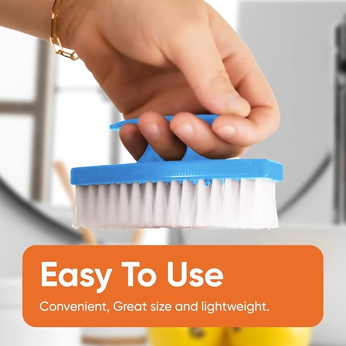 Superio Nail Brush for Cleaning Fingernails, Nail Scrubber Brush, Toe Foot Hands Fingernail Brush Cleaner- Small Scrub Brush- All-Purpose Stiff Cleaning Brush for Home, Kitchen, Work, (2, Blue/Red)