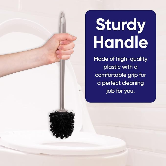 Toilet Brush Cleaner and Holder Taupe 3 Pack Toilet Bowl Cleaner Brush with Scrubbing Wand, Brush and Storage Caddy for Easy Bathroom Cleaning