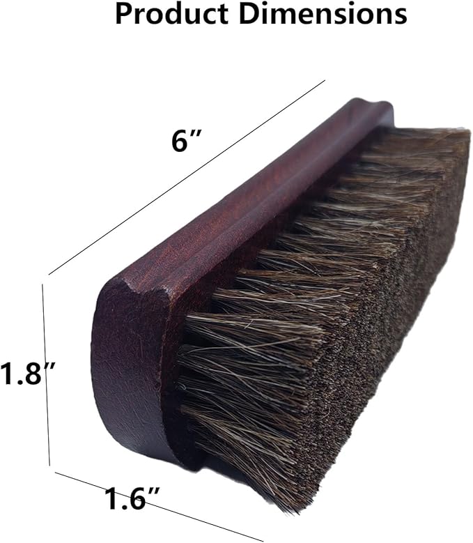 2 Pcs Horsehair Shoe Brush, Shoes Cleaning Polish Brush with Wooden Concaved Handle Soft Horse Hair for Leather and Boot
