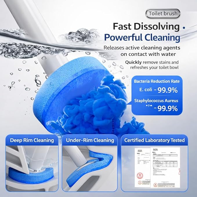 Count Disposable Toilet Brush Heads, Toilet Bowl Wand Refills, Replacement Heads for Toilet and Bathroom Cleaning, Not Compatible with Electric Toilet Brushes(40PCS)