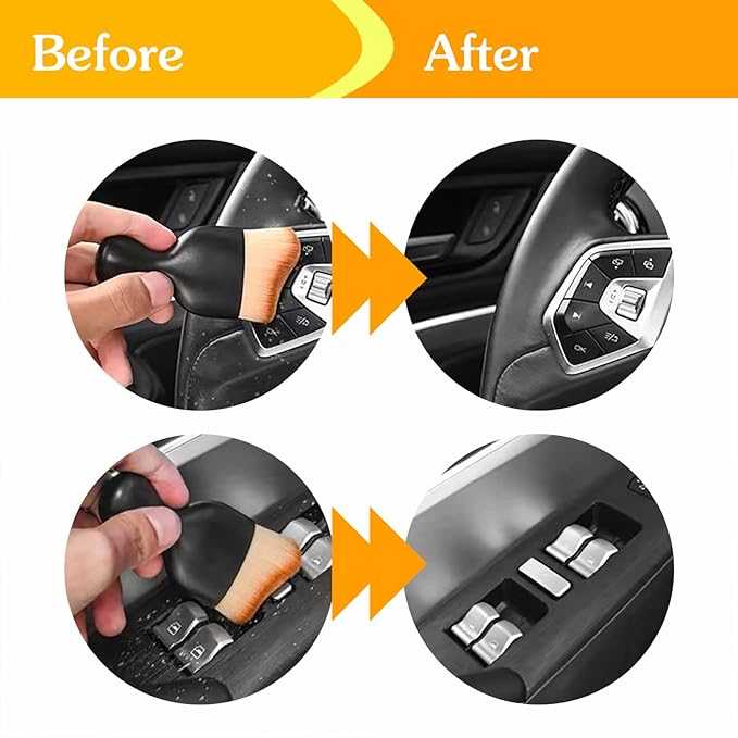 Car Interior Detailing Brush,Soft Bristle Cleaning Brush Car Detailing Brush Dusting Brush,Car Interior Cleaning Tool,Auto Detail Brush Car Dash Duster Brush (Black&Brown)