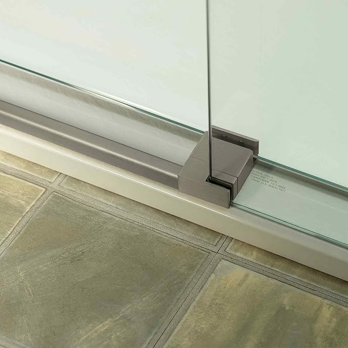 Woodbridge 56-60" W x 80" H Frameless Single Sliding Shower Door with Tempered Glass & Explosion Proof Film in Brushed Nickel Finish