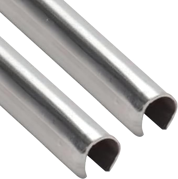 Snap On Repair Track Cover 1/4" for Sliding Patio Glass Doors | Sliding Door Repair Replacement Hardware Repair Stainless Steel | Fix Sliding Glass Door (8 Feet, 2-Pack)