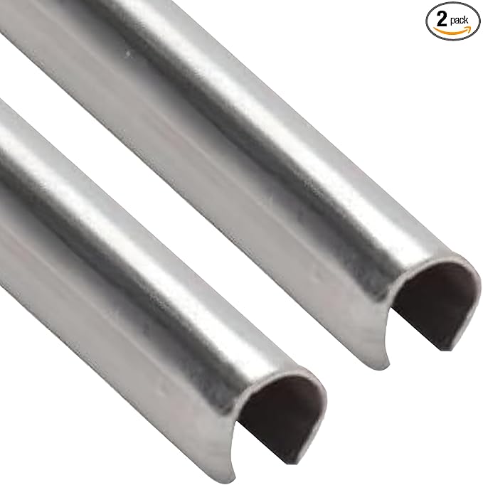 Snap On Repair Track Cover 1/4" for Sliding Patio Glass Doors | Sliding Door Repair Replacement Hardware Repair Stainless Steel | Fix Sliding Glass Door (8 Feet, 2-Pack)