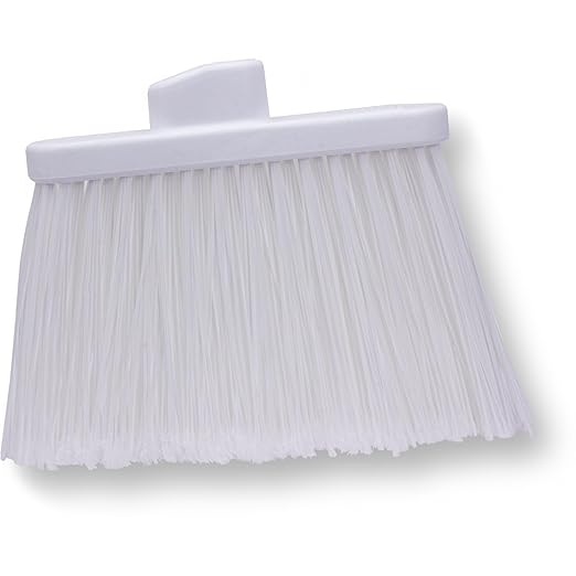 SPARTA Plastic Broom Head, Angled, Flagged for Small Debris Indoor, Outdoor, Home, Restaurant, Lobby, Office, 12 Inches, White, (Pack of 12)