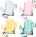 4 Pack Broom and Mop Holder Wall Mount，Cute Cactus Wall Utility Hooks No Drill Mop and Broom GripperDecorative Hanging Holder for Bathroom Kitchen
