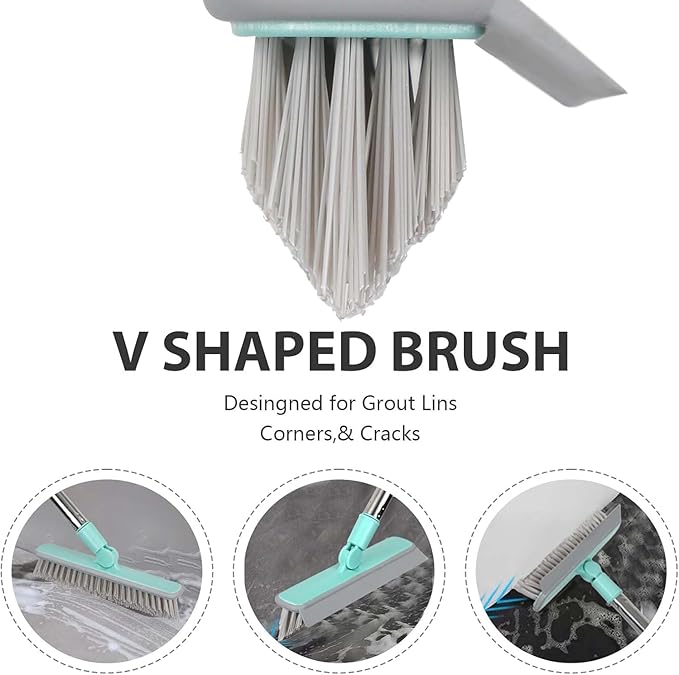 Pool Brush V-Shape Brush with 63" Adjustable Long Handle,Shower Swimming Pool Brush for Glass Doors,Bathroom,Kitchen,Tile,Marble Floors,Deck,Hallways