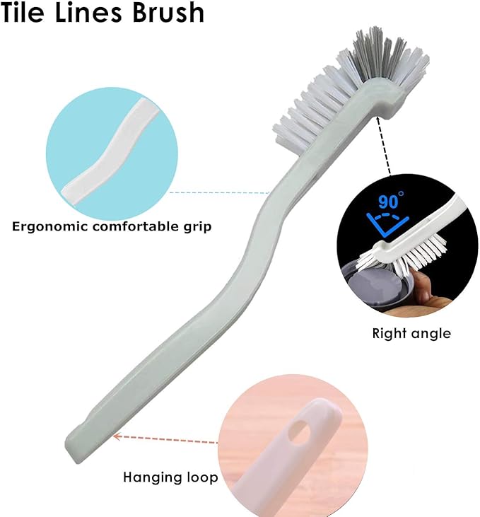 4 Piece Cleaner Brush to Deep Clean Tile Lines,Dearjana Small Scrub Brushs Corner Brush with Stiff Bristles for Detail Sink,Bottle,Household Pot Pan,Coffee Makers,Bathroom,Shower Cleaning,White